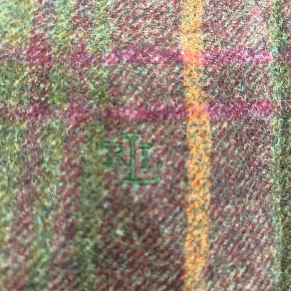 Vintage Lauren Ralph Lauren Petite Tweed Tartan Lamb Wool Leather Elbow Womens M - Picture 6 of 14